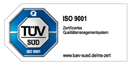 TÜV SÜD — Zertifiziert nach ISO 9001 Qualitätsmanagement
